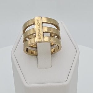 MICHAEL KORS Barrel Ring Stacked Yellow Gold Finish Size 7 FREE $HIPPING!!
